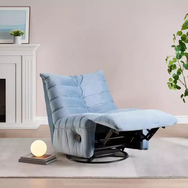 GustoWave Fauteuil de salon moderne 61" avec poche latérale, capacité de charge de 100 kg, fauteuil paresseux en velours bleu lac