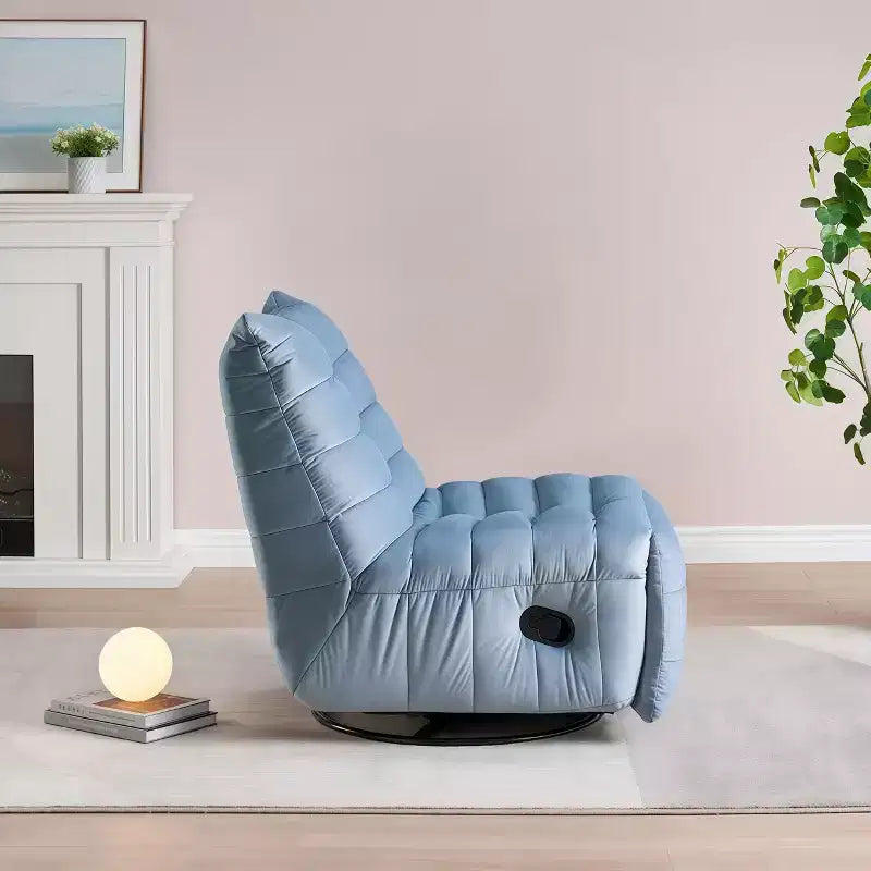 GustoWave Fauteuil de salon moderne 61" avec poche latérale, capacité de charge de 100 kg, fauteuil paresseux en velours bleu lac