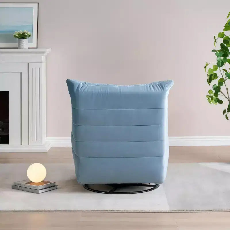 GustoWave Fauteuil de salon moderne 61" avec poche latérale, capacité de charge de 100 kg, fauteuil paresseux en velours bleu lac