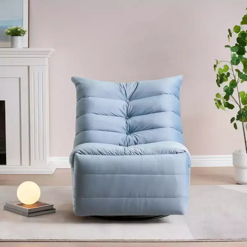 GustoWave Fauteuil de salon moderne 61" avec poche latérale, capacité de charge de 100 kg, fauteuil paresseux en velours bleu lac