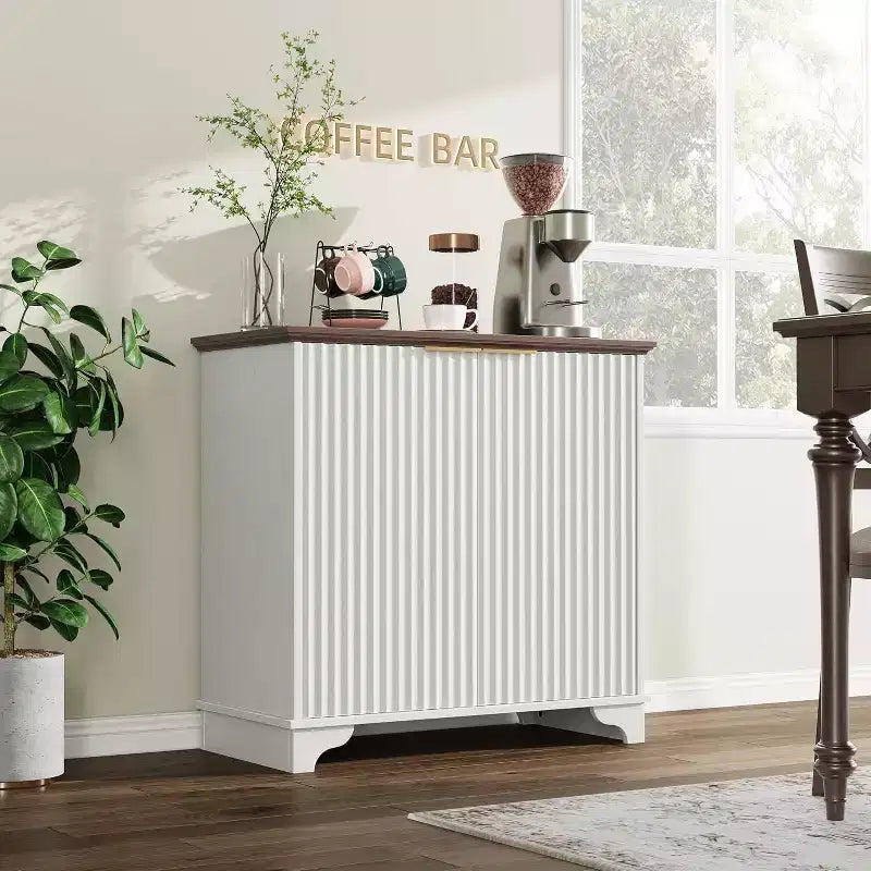 Meuble de bar à café, Meuble de rangement de cuisine, Buffet de ferme moderne avec tiroir, Meuble d'appoint avec portes coulissantes pour cuisine, salle à manger