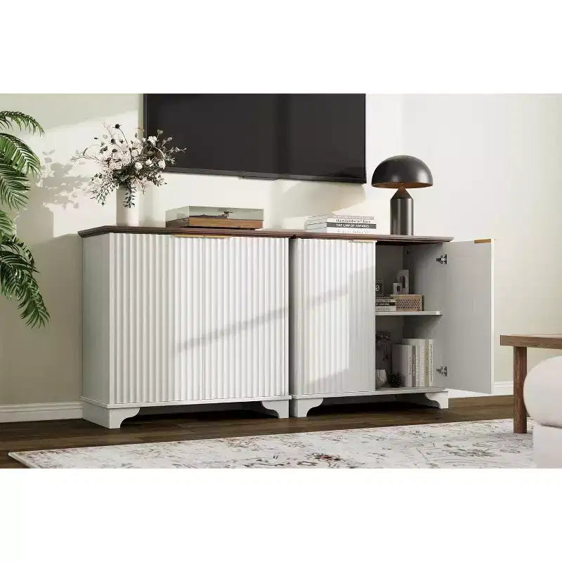 Meuble de bar à café, Meuble de rangement de cuisine, Buffet de ferme moderne avec tiroir, Meuble d'appoint avec portes coulissantes pour cuisine, salle à manger