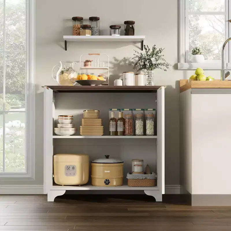 Meuble de bar à café, Meuble de rangement de cuisine, Buffet de ferme moderne avec tiroir, Meuble d'appoint avec portes coulissantes pour cuisine, salle à manger