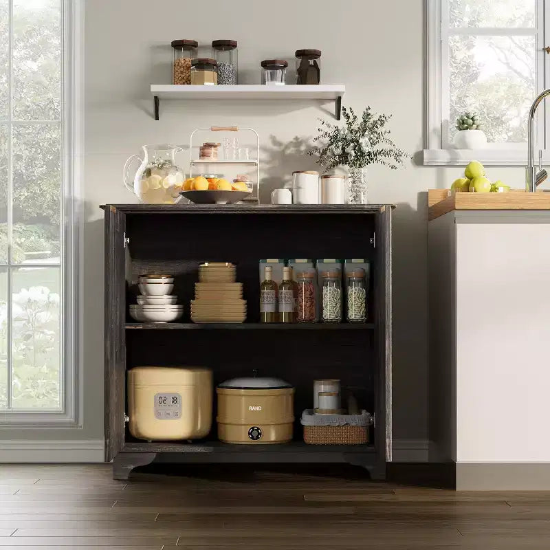 Meuble de bar à café, Meuble de rangement de cuisine, Buffet de ferme moderne avec tiroir, Meuble d'appoint avec portes coulissantes pour cuisine, salle à manger
