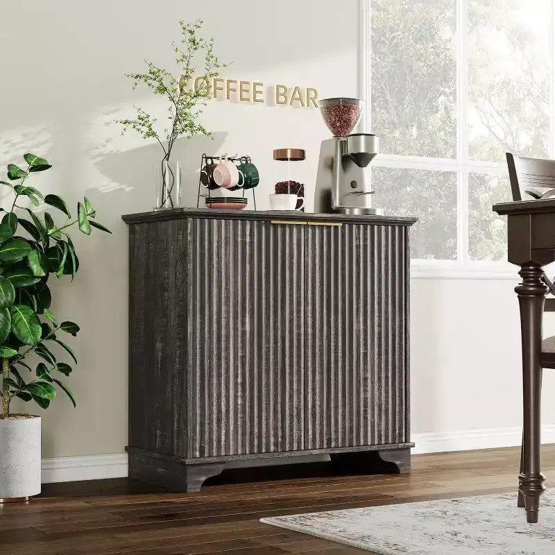Meuble de bar à café, Meuble de rangement de cuisine, Buffet de ferme moderne avec tiroir, Meuble d'appoint avec portes coulissantes pour cuisine, salle à manger