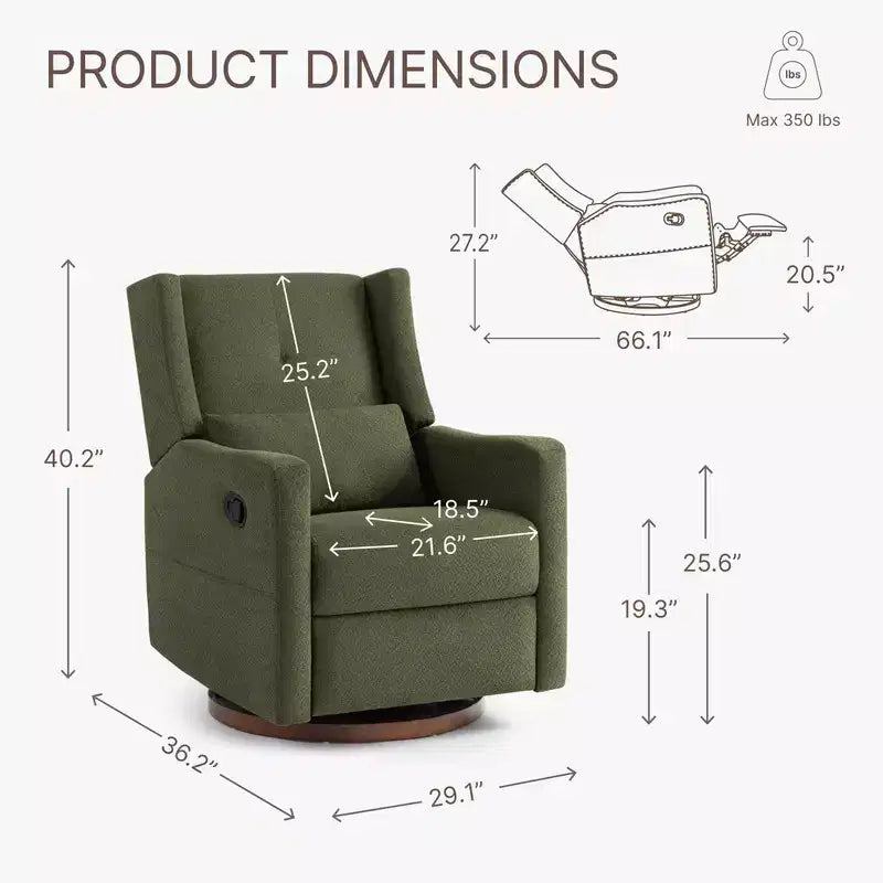 Fauteuil inclinable pivotant manuel Spruce & Spring avec oreiller lombaire