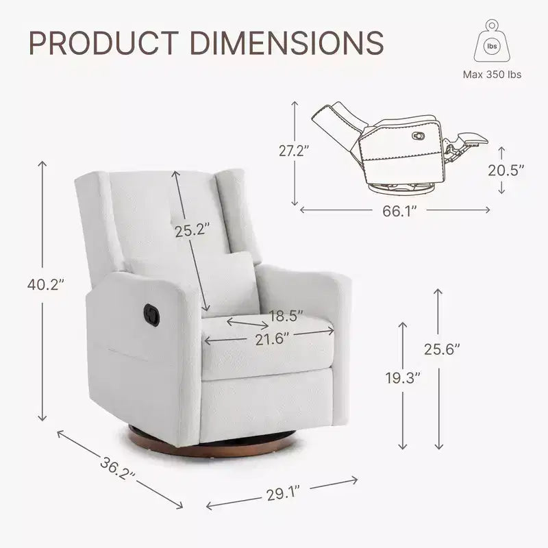 Fauteuil inclinable pivotant manuel Spruce & Spring avec oreiller lombaire