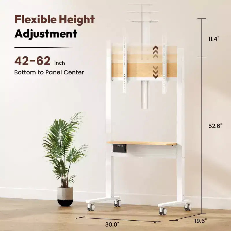 Meuble TV portable au sol Skyzoo sur roulettes pour téléviseurs de 37 à 86 pouces jusqu'à 70 kg, chariot TV roulant à hauteur réglable avec télécommande et contrôle tactile