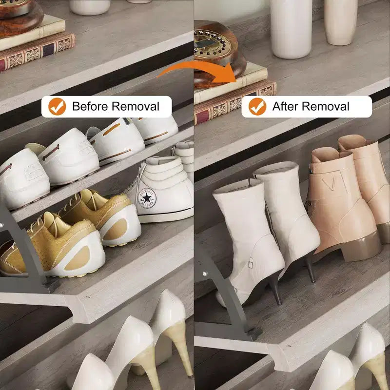 GustoWave Armoire à chaussures avec 4 tiroirs basculants, meuble de rangement pour chaussures en bois avec étagère réglable, rangement à chaussures pour entrée, armoire à chaussures cachée