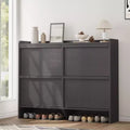 GustoWave Shoe Cabinet with 4 Flip Drawers, Wooden Shoe Organizer Cabinet with Adjustable Shelf, Shoe Storage for Entryway, Hidden Shoe Cabinet