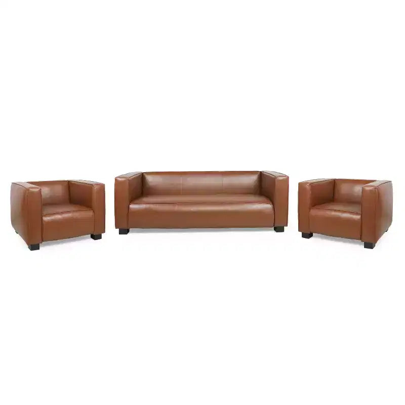 Christopher Knight Home Goyette Ensemble de 3 canapés de salon contemporains en similicuir