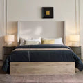 GDFStudio Cyril Rustic Chenille Upholstered Wingback Bed with High Headboard