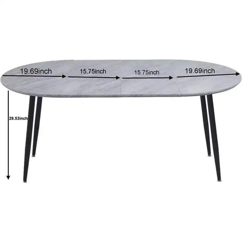 Table à manger ovale extensible Okak Modern Wood avec pieds en métal robustes, table de cuisine minimaliste pour la salle à manger, repas en famille