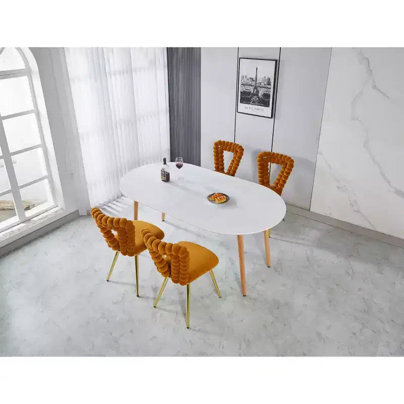 Table à manger ovale extensible Okak Modern Wood avec pieds en métal robustes, table de cuisine minimaliste pour la salle à manger, repas en famille