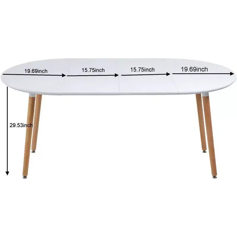 Table à manger ovale extensible Okak Modern Wood avec pieds en métal robustes, table de cuisine minimaliste pour la salle à manger, repas en famille