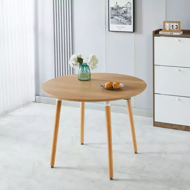 Table à manger ovale extensible Okak Modern Wood avec pieds en métal robustes, table de cuisine minimaliste pour la salle à manger, repas en famille