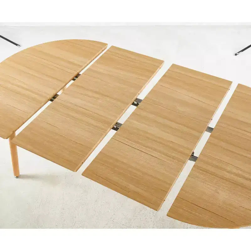 Table à manger ovale extensible Okak Modern Wood avec pieds en métal robustes, table de cuisine minimaliste pour la salle à manger, repas en famille