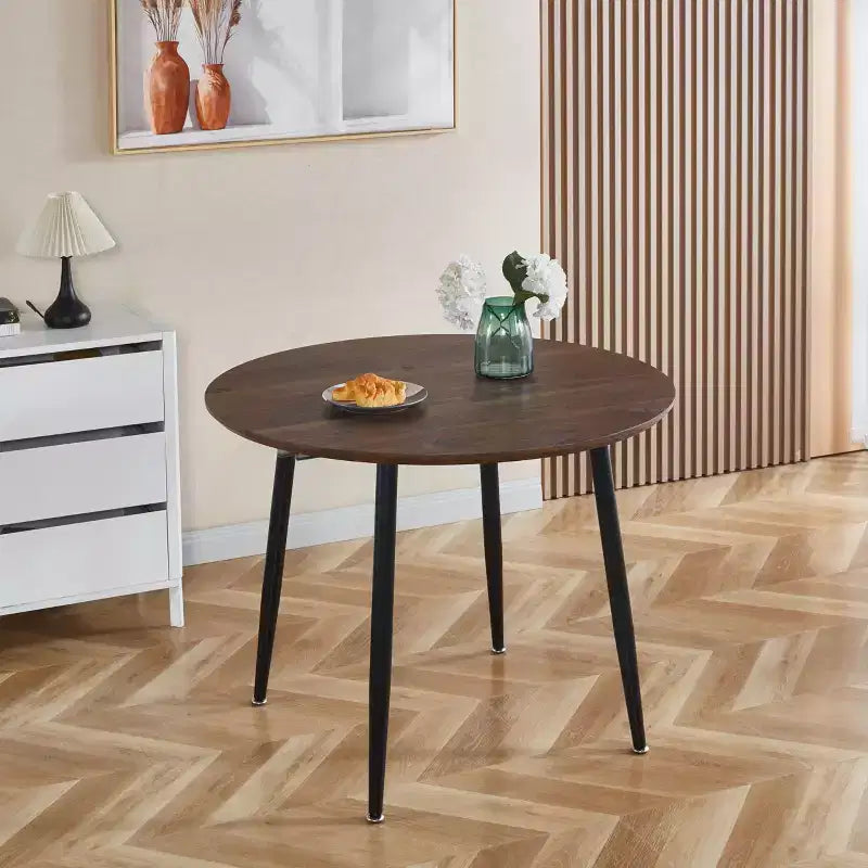 Table à manger ovale extensible Okak Modern Wood avec pieds en métal robustes, table de cuisine minimaliste pour la salle à manger, repas en famille