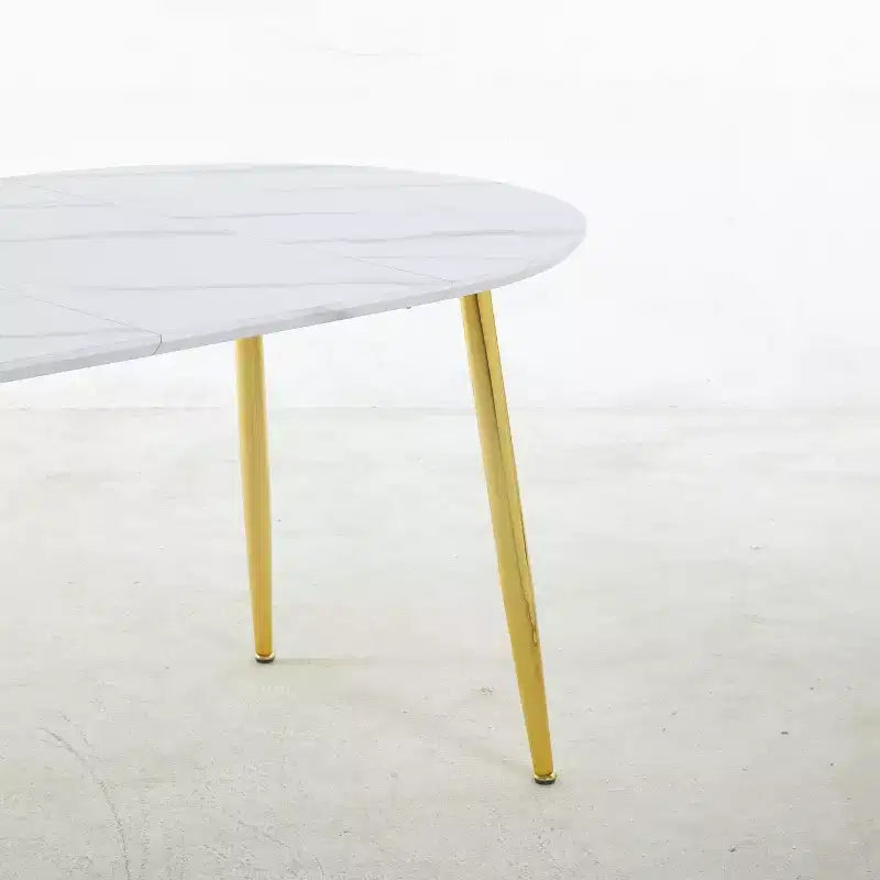 Table à manger ovale extensible Okak Modern Wood avec pieds en métal robustes, table de cuisine minimaliste pour la salle à manger, repas en famille