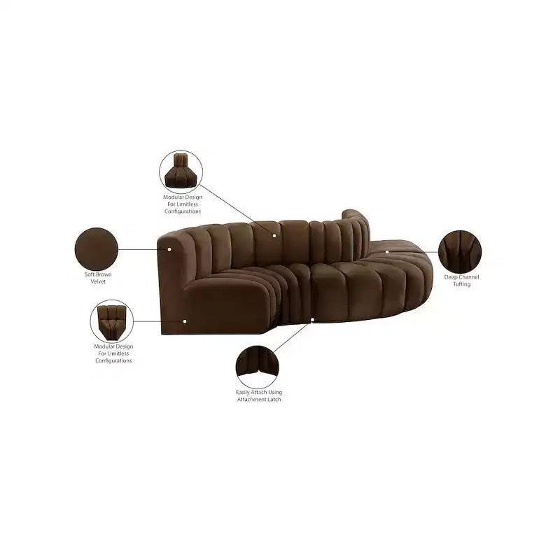 Meridian Furniture, Canapé modulable Arc en velours