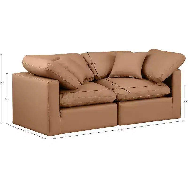 Meridian Furniture, Canapé modulaire en cuir vegan Indulge
