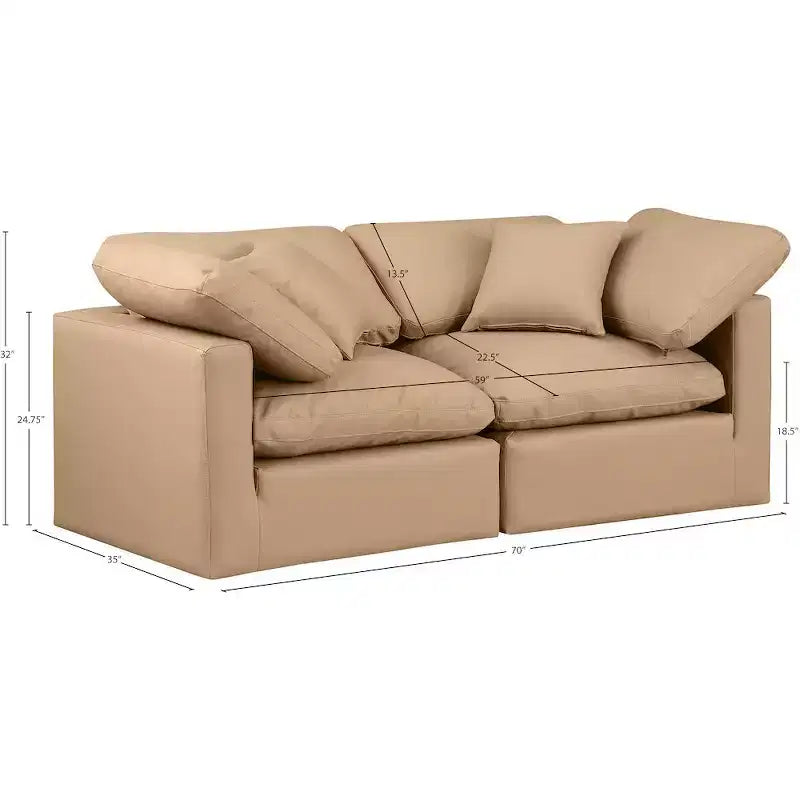Meridian Furniture, Canapé modulaire en cuir vegan Indulge