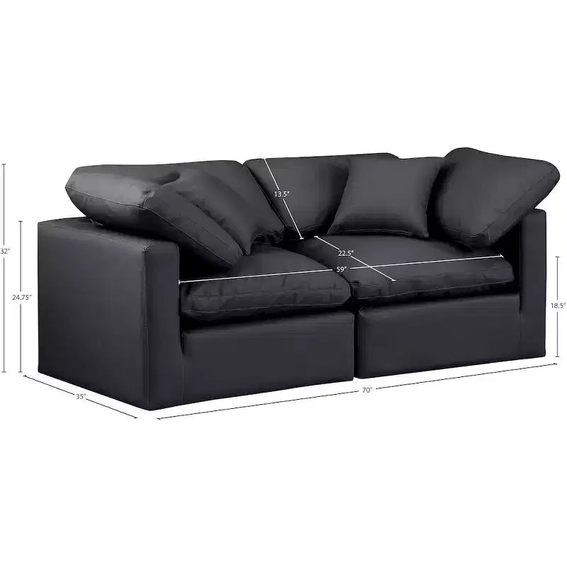Meridian Furniture, Canapé modulaire en cuir vegan Indulge