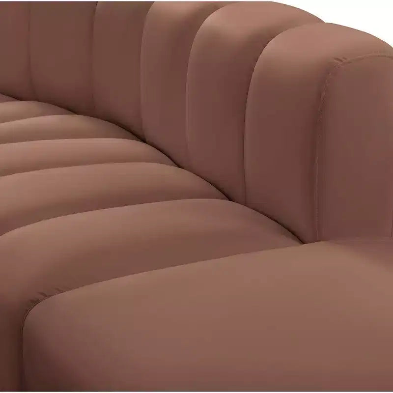 Meridian Furniture, Canapé Modulable Arc en Cuir Vegan Cognac