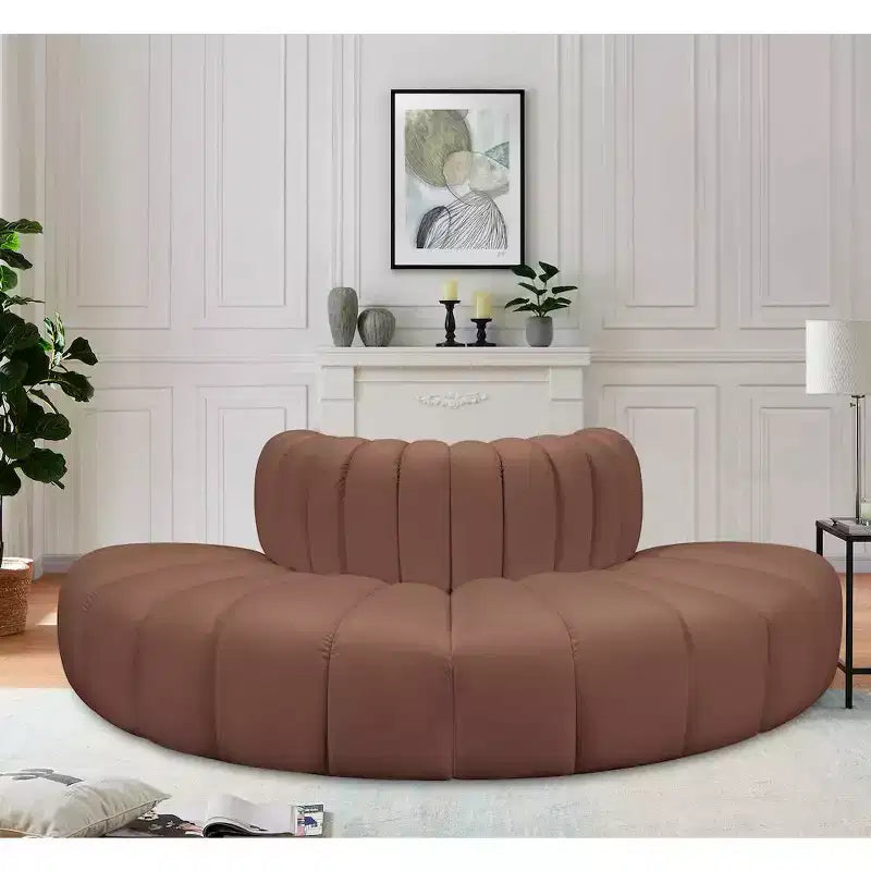 Meridian Furniture, Canapé Modulable Arc en Cuir Vegan Cognac