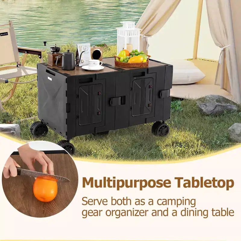 Chariot de rangement pliable Costway avec 2 caisses de rangement et 5 roues rotatives, en métal noir/rose/blanc