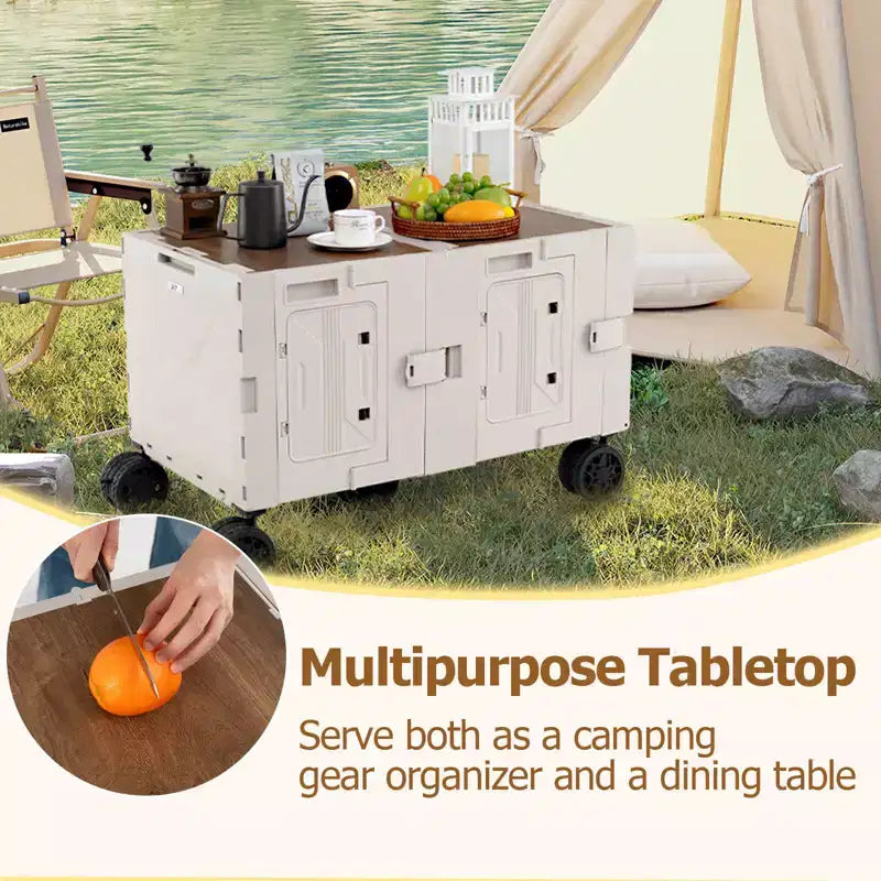 Chariot de rangement pliable Costway avec 2 caisses de rangement et 5 roues rotatives, en métal noir/rose/blanc