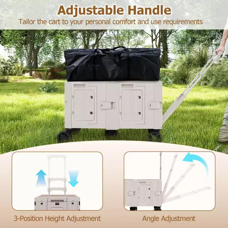 Chariot de rangement pliable Costway avec 2 caisses de rangement et 5 roues rotatives, en métal noir/rose/blanc