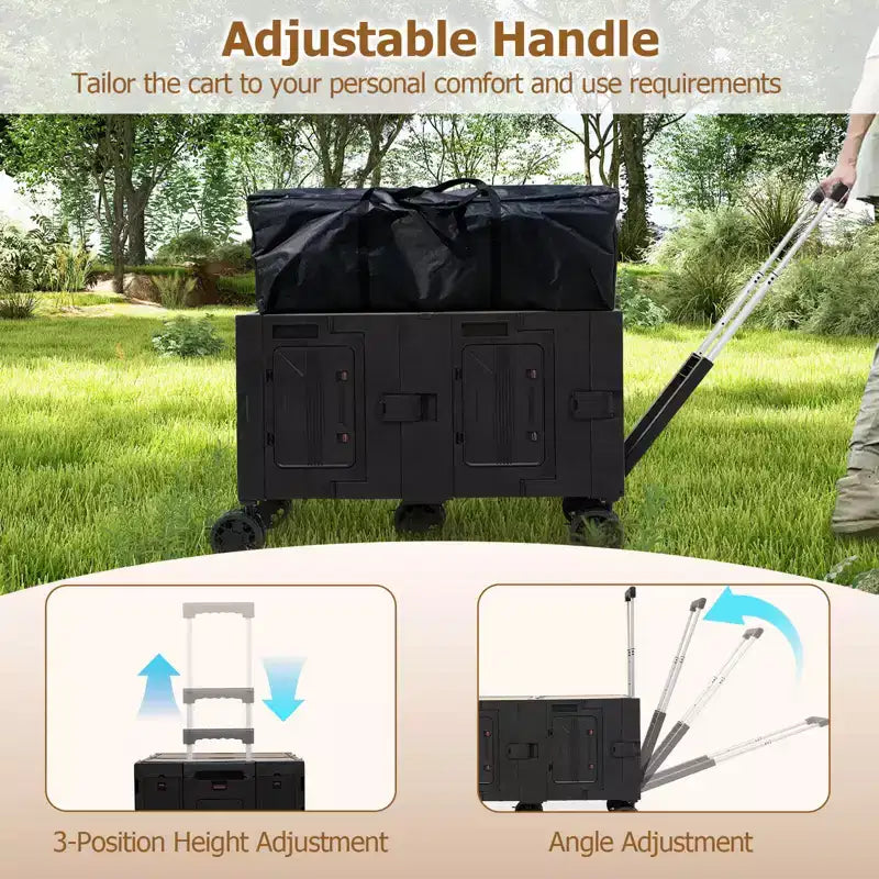 Chariot de rangement pliable Costway avec 2 caisses de rangement et 5 roues rotatives, en métal noir/rose/blanc
