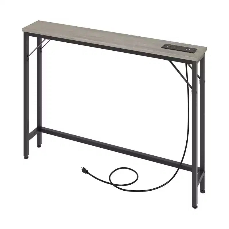 9.1 Console étroite avec prises, table de canapé derrière le canapé en métal et MDF