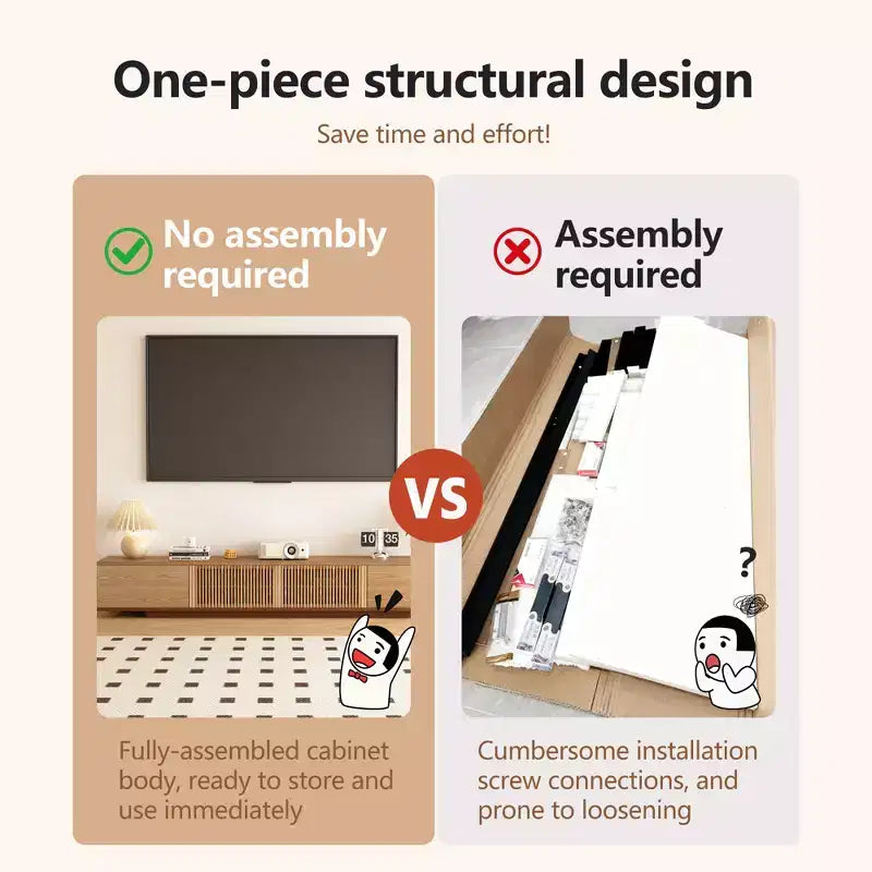 Gaoyangjiaju Meuble TV 86.6 en Bois Massif pour TV jusqu'à 90 - Console Médias Moderne du Milieu du Siècle Entièrement Assemblée avec Portes à Lattes