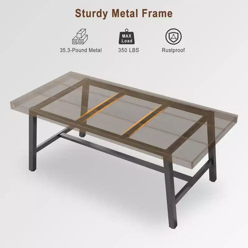 Grande table à manger rustique en bois de 63 po pour 6 personnes, table de cuisine rectangulaire de style industriel avec pieds robustes en métal noir pour le salon et la salle à manger