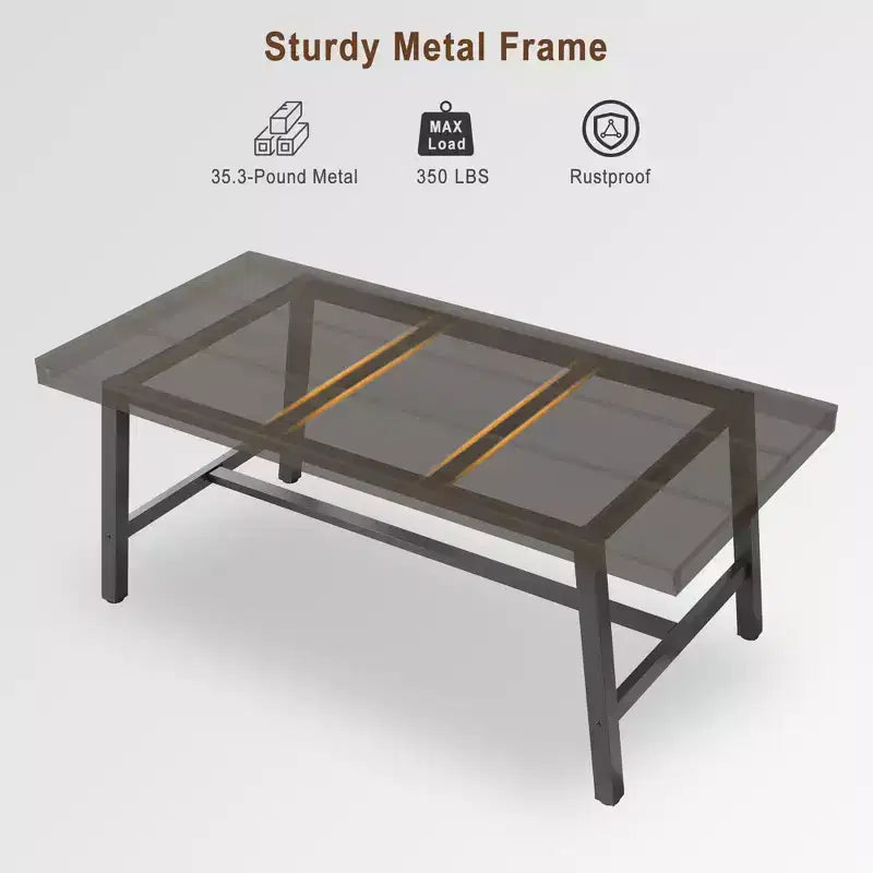 Grande table à manger rustique en bois de 63 po pour 6 personnes, table de cuisine rectangulaire de style industriel avec pieds robustes en métal noir pour le salon et la salle à manger