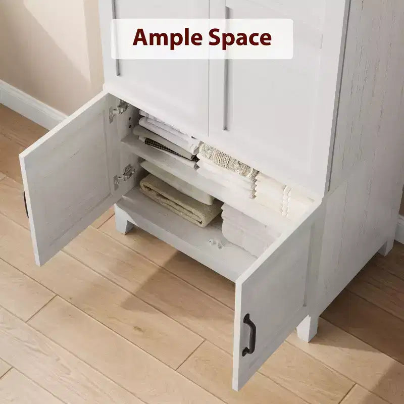 Coolmee Armoire de rangement avec 4 portes, armoire penderie de 183 cm en bois avec tringle à vêtements, armoire de rangement haute autoportante