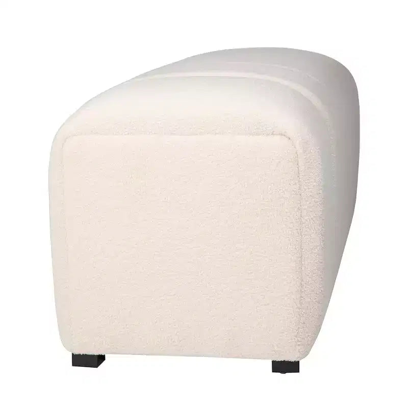 Banc moelleux contemporain et moderne Jofran, Tess, rembourré en bouclé ivoire