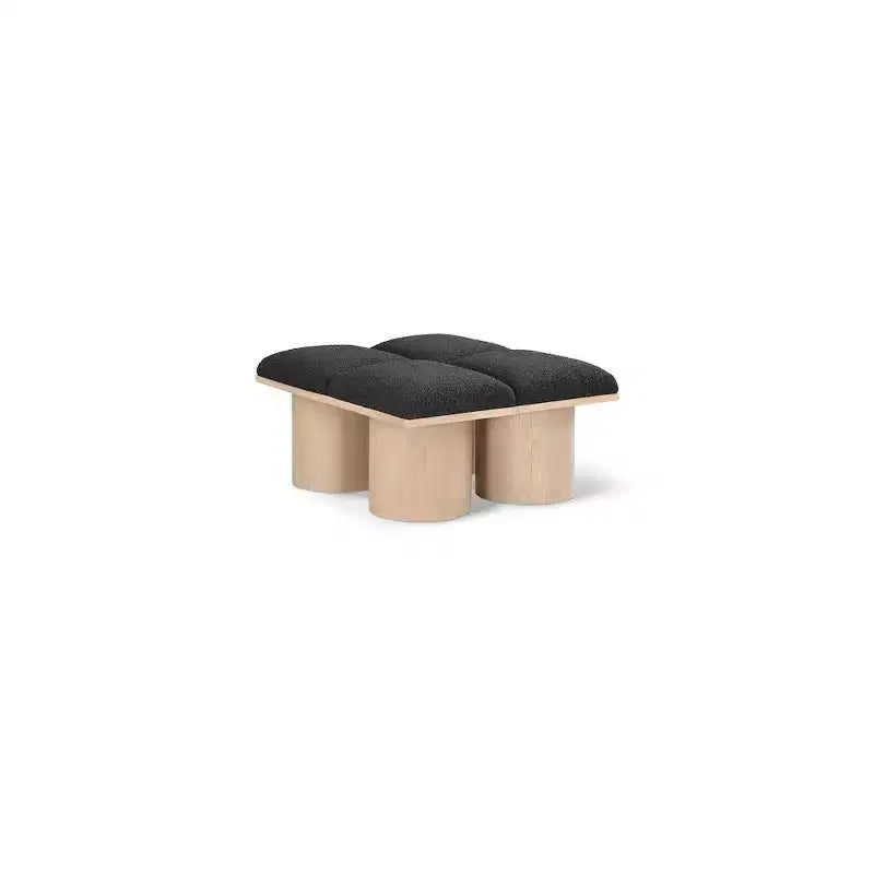 Meridian Furniture,Pavilion Black Boucle Fabric Bench