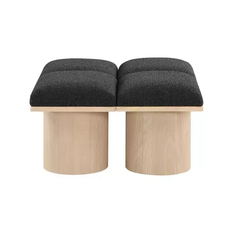 Banc Meridian Furniture Pavilion en tissu bouclé noir