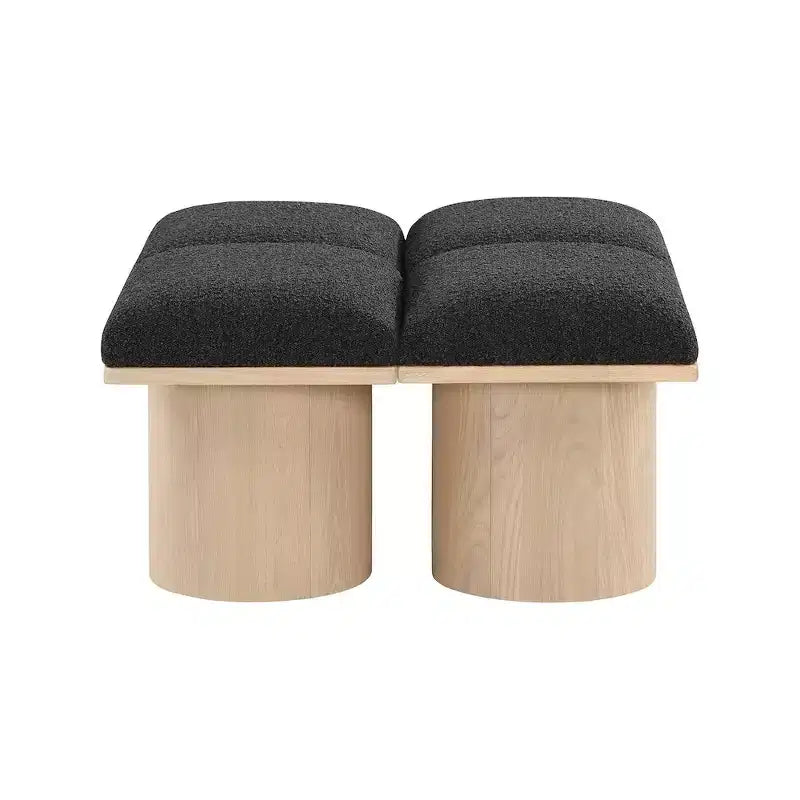 Banc Meridian Furniture Pavilion en tissu bouclé noir