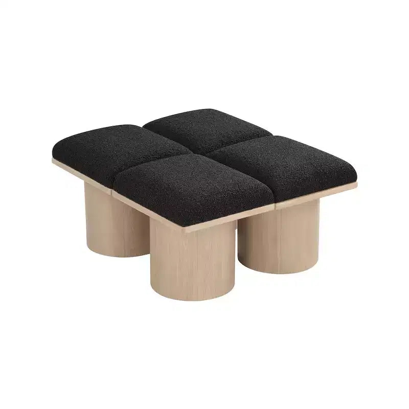 Banc Meridian Furniture Pavilion en tissu bouclé noir