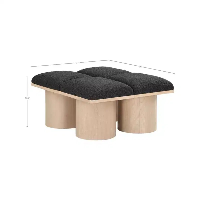 Banc Meridian Furniture Pavilion en tissu bouclé noir