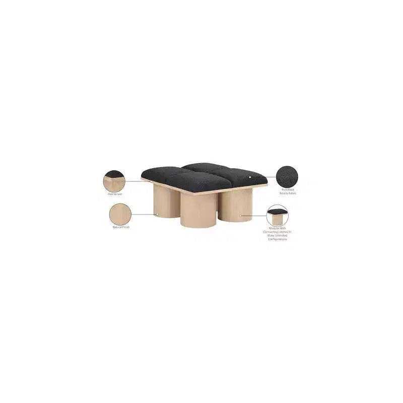 Banc Meridian Furniture Pavilion en tissu bouclé noir