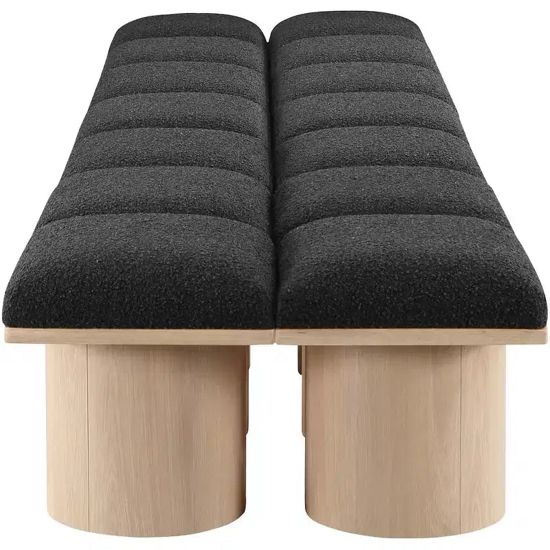 Banc Meridian Furniture Pavilion en tissu bouclé noir