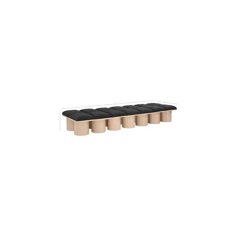 Banc Meridian Furniture Pavilion en tissu bouclé noir
