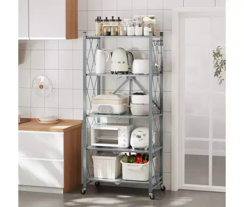 SUGIFT Pliant 4 Étagères Gris