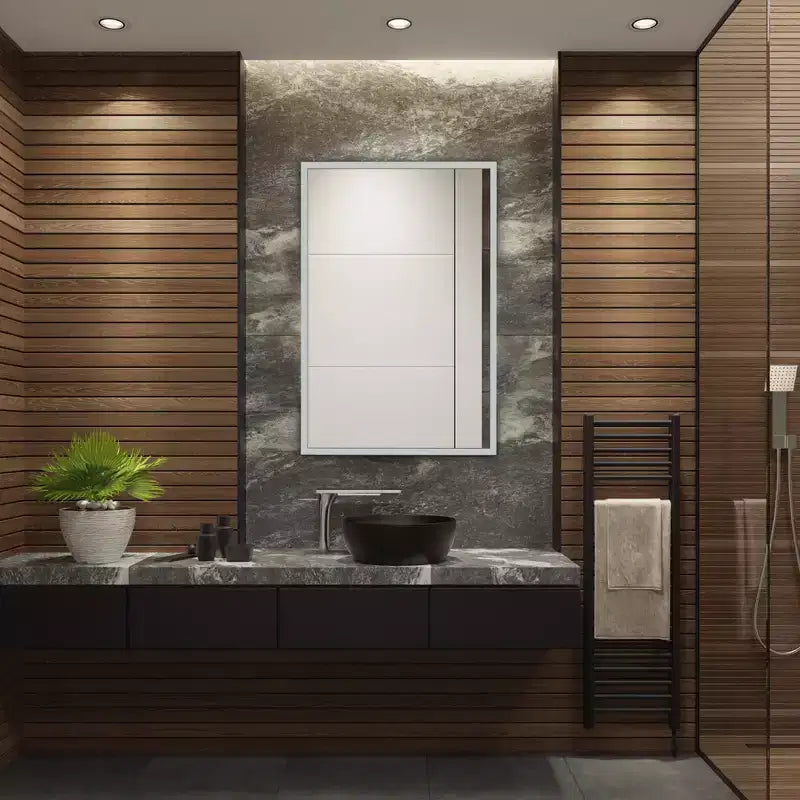 Miroir rectangulaire Houston 24 en aluminium et LED - LMR1003 - Argent/Blanc - Safavieh