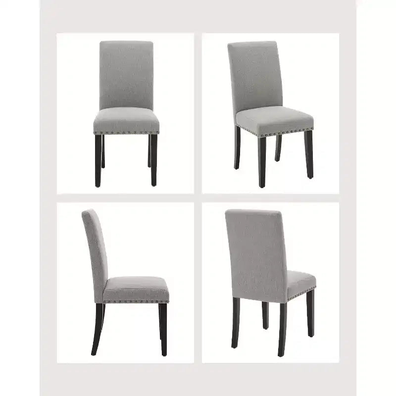 Lot de 6 chaises de salle à manger, chaises ergonomiques modernes rembourrées en tissu avec dossier incurvé, pieds en bois robustes pour salle à manger, cuisine, bureau